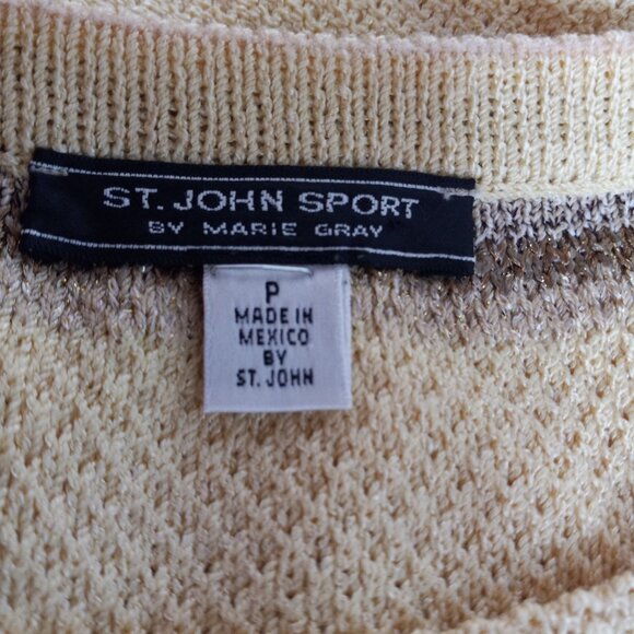 St John Sport Marie Gray P Sweater Shell Tank Top Santana Knit Striped Metallic - Picture 8 of 11